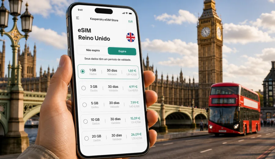 eSIM Reino Unido: internet móvel em viagem